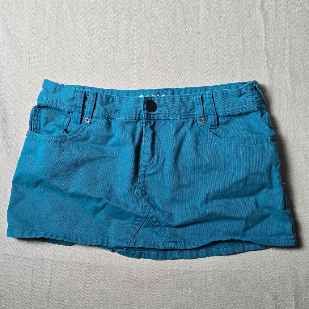 Roxy‎ Women's Turquoise Stretch Denim Skirt Size 11 Casual Pre-Owned